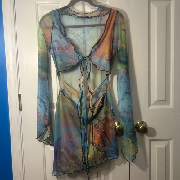 Jaded London Butterfly Mesh Cut-Out Dress UK 10 / USA 6 - Picture 2 of 7